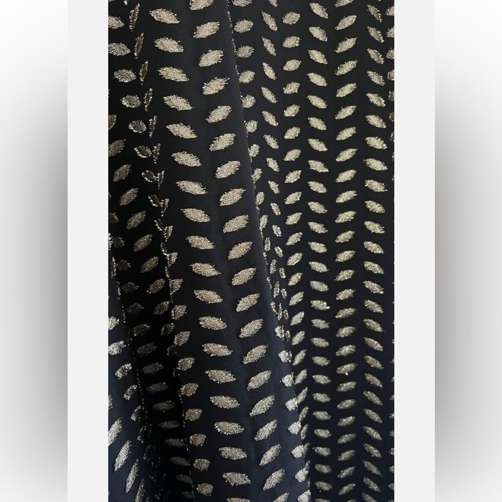 Zara Puff Long Lantern Sleeve Gold Leaf On Black Maxi Dress XS - Picture 14 of 16